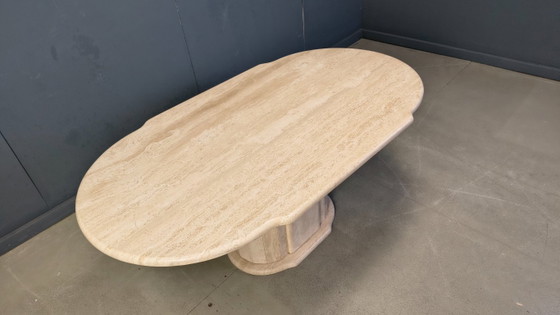 Image 1 of Vintage oval travertine dining table, 1970s