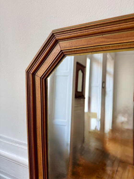 Image 1 of Achteckiger Spiegel mit geripptem, vergoldetem Holz