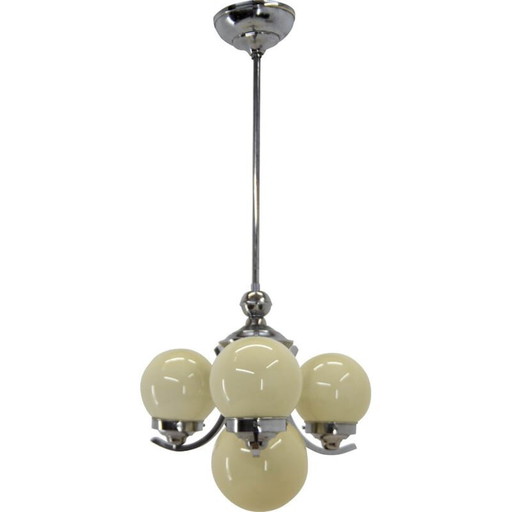 Vintage Art Deco blown glass chandelier, 1930