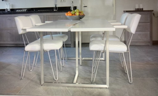 Vintage Dining Corner With 4 Leather Chairs