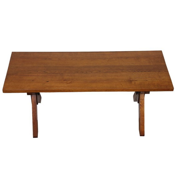 Image 1 of Massief eikenhouten eettafel, Frans vakmanschap, 1960