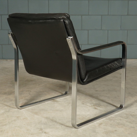 Image 1 of Vintage Designer Armchair - Black Leather - 1960s