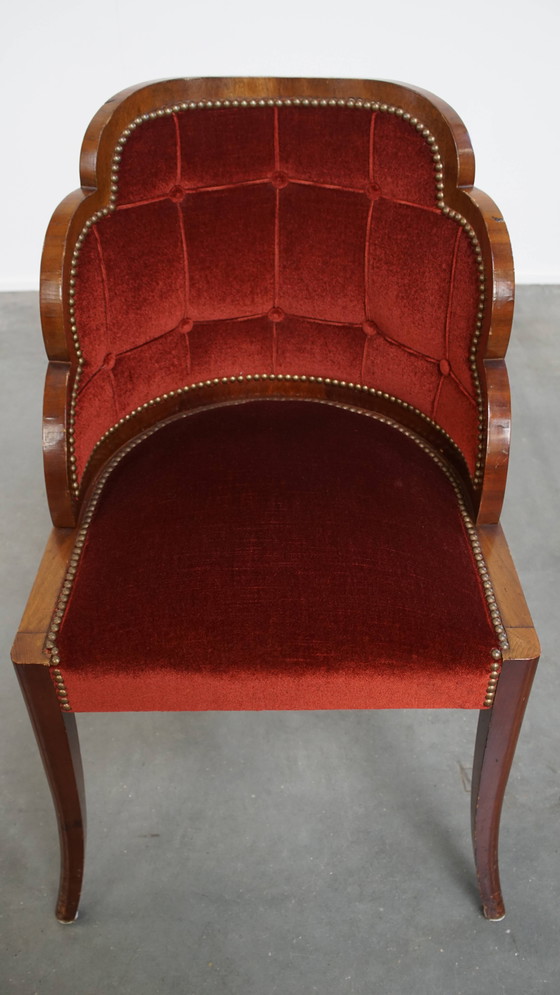 Image 1 of Art Deco Dining/Side Chair mit roter Polsterung