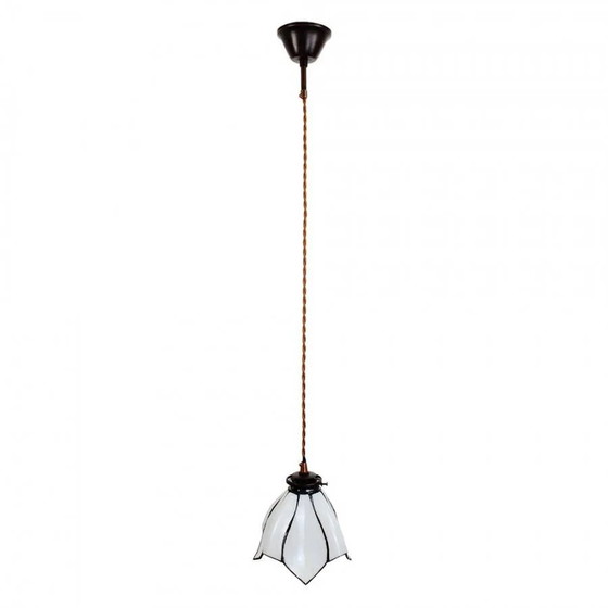 Suspension Tiffany Art Nouveau, Cristal, Verre, Blanc (photo 2 sur 4)
