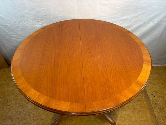 Tavolo da pranzo allungabile rotondo in teak vintage William Lawrence | Mid-Century | Ispirazione danese. Un (photo 5 of 12)