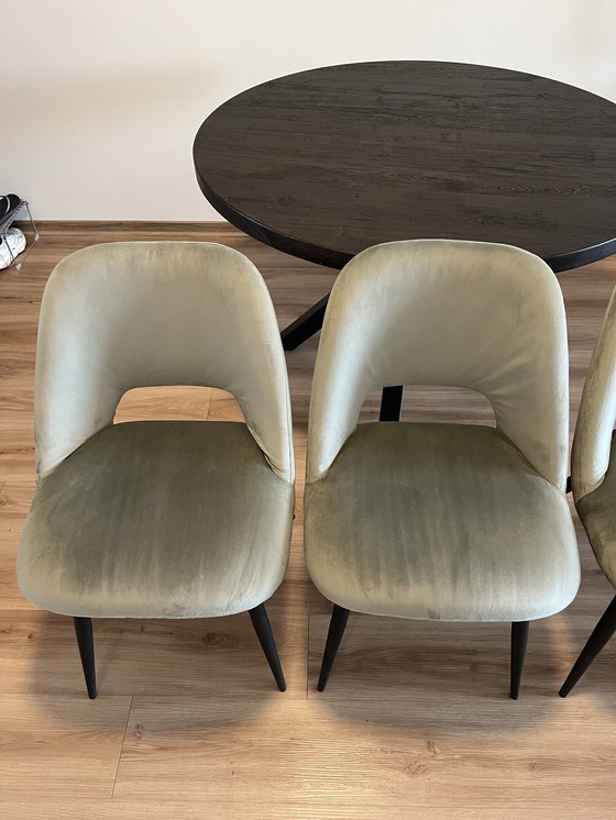 Image 1 of Chaises en velours bleu-gris (4)