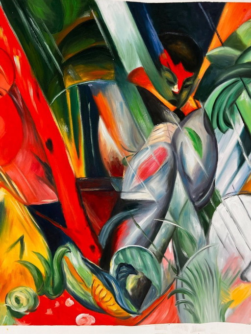 Frans Marc - In the Rain. Hand-painted artwork on canvas (delivered rolled up)