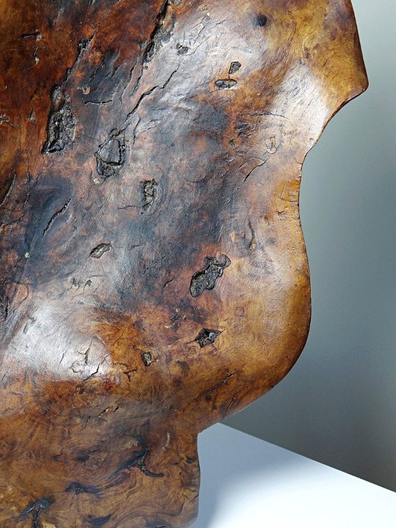 Image 1 of Grande coupe monoxyle en bois brut d'olivier foncé années 50