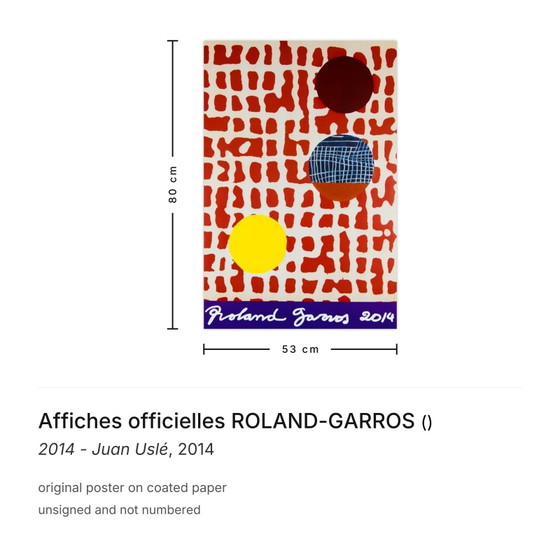 Image 1 of Affiches officielles ROLAND-GARROS 2014 - Juan Uslé Poster 2014