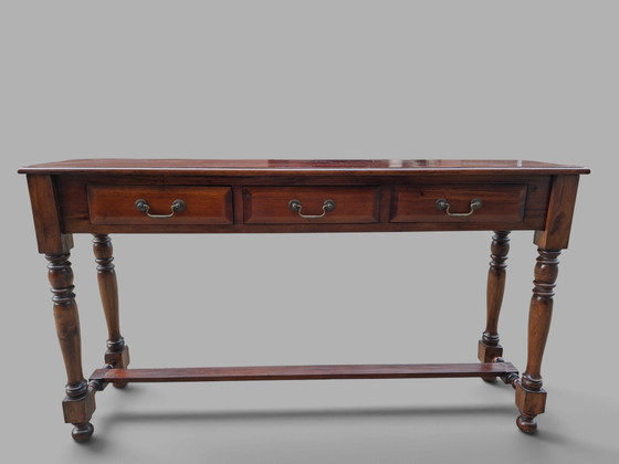 Consolle classica inglese, tavolo a muro, Consolle, dimensioni: 140x34cm e 77cm di altezza. – Console, Legno (photo 2 of 5)