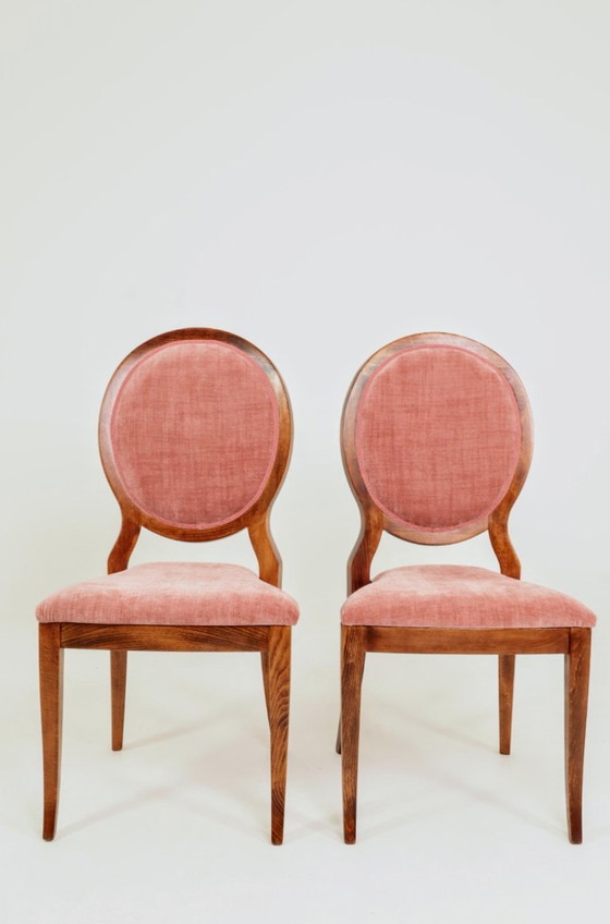 Image 1 of Ensemble de 6 chaises de salle à manger vintage en rose indienne