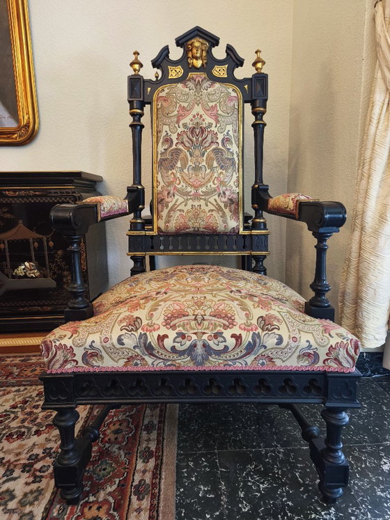 Ebonized and Gilded Historicist Armchair – Dining chairs, Wood (photo 7 of 7)