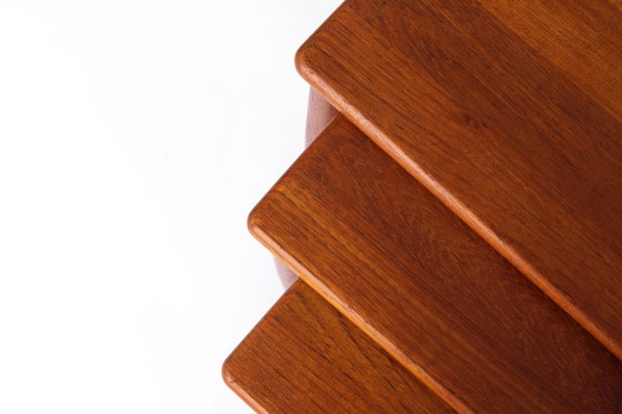 Image 1 of Set of 3 Teak Nesting Tables – 1970s Danish Mid-Century Modern Design, Vintage Side Tables, Scandinavian Teak Furniture