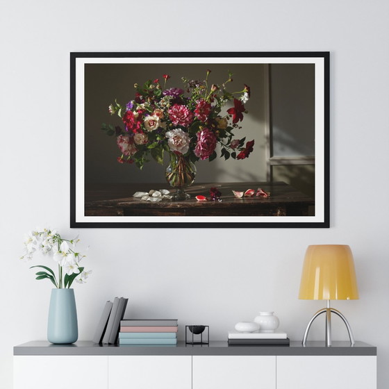 Image 1 of Stillleben mit Blumen und fallenden Blütenblättern (XL) Limitiert und signiert