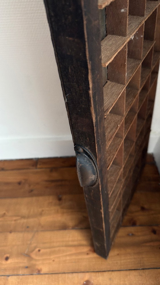 Oude houten letterbak / zetbak / schuif – drukkerij – vintage brocante – Wanddecoratie, Metal, Wood (photo 3 of 5)