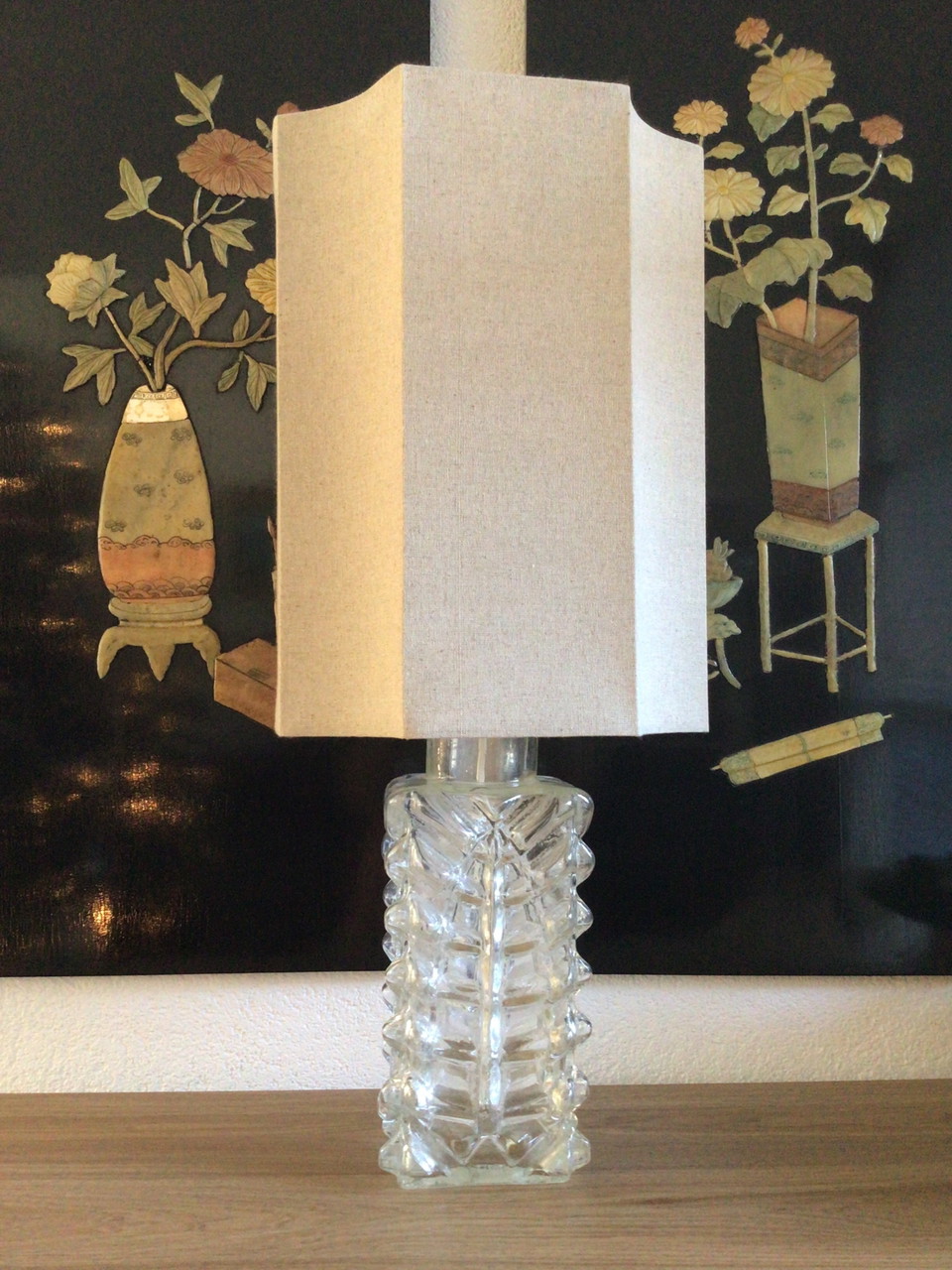 Lampada da tavolo vintage svedese in vetro Rejmyre