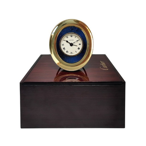 1960s Gorgeous Cartier Desk Travel Alarm Clock Pendulette. Made in Swiss