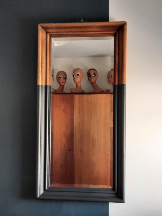 Image 1 of Miroir à facettes en bois vintage