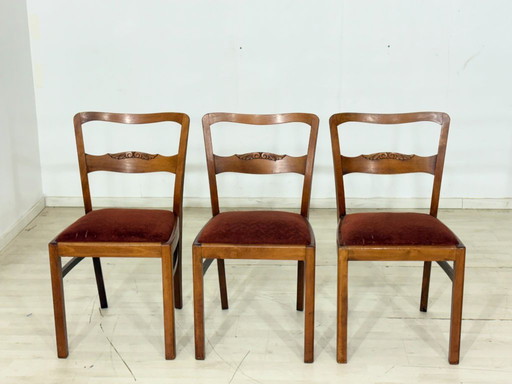Ensemble de 3 magnifiques chaises/chaises de salle à manger Art Nouveau – vers 1920
