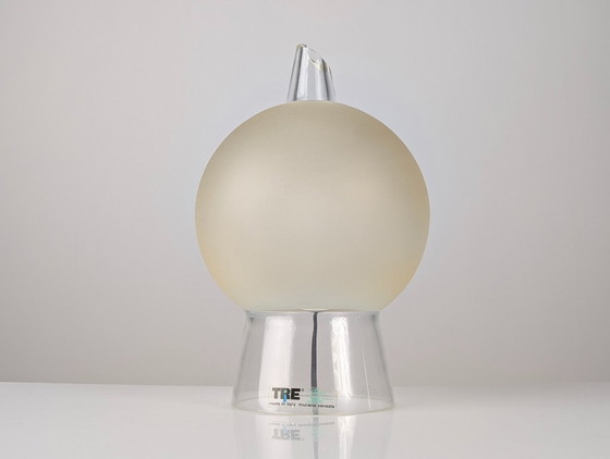 Murano Glass Table Lamp by Itre, Geometric Cone and Frosted Sphere, Venice 1980s (photo 6 of 7)