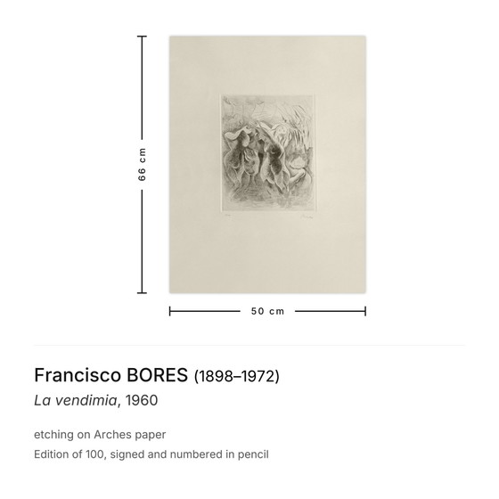 Francisco Bores signierte Radierung La Vendimia 1960 – Lithographien & Drucke, Paper (photo 3 of 5)