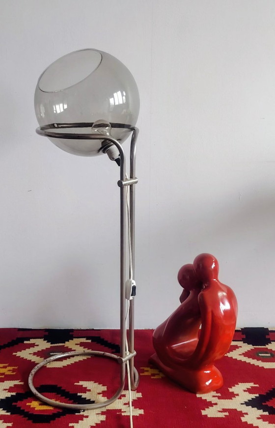 Image 1 of Modernist bauhaus glass ball floor lamp. Designer: Házi Tibor