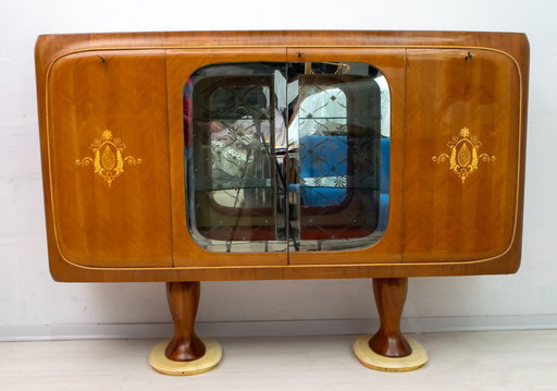 Vittorio Dassi Mid-Century Modern Italian Mahogany Cabinet Bar, 1950s