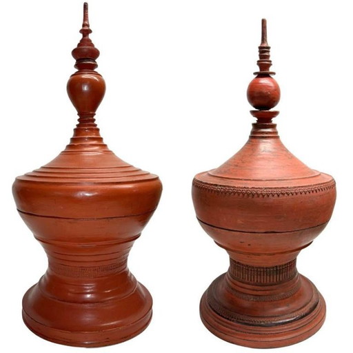 Antieke Birmese Lak Offer Vaten Set – (SALE) 