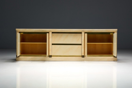 Image 1 of Faux-Marble Lacquered Sideboard by Jean Claude Mahey, France, 1970s