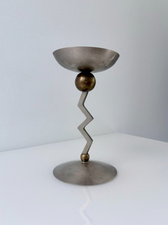 Portacandele Vintage Postmoderno Ottone/Nichel Anni '80 – Metal (photo 6 of 13)