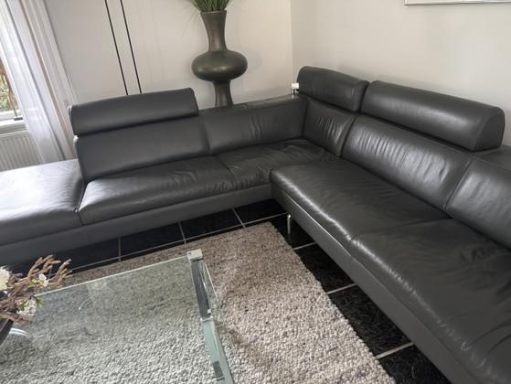 Leolux Horatio 6-Sitzer Ecksofa mit separatem Hocker – Leather, Metal (photo 3 of 5)