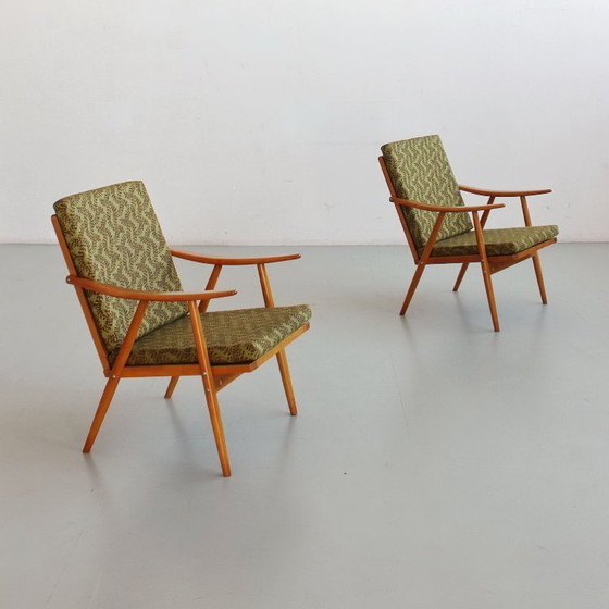 Image 1 of Een paar fauteuils uit het midden van de 20e eeuw, Tsjechoslowaakse TON-fabriek, vintage jaren 60/70.