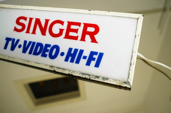 Image 1 of Vintage Singer TV-Video-Hi-Fi Illuminated Store Sign - 1960s Collectible Display