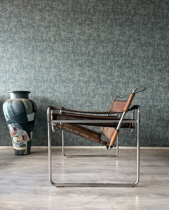 Image 1 of Vintage Marcel Breuer, sedia Wassily, patinata, Italia - anni '60