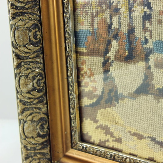 Image 1 of Vintage Embroidery Wall Art In A Frame, 1950s