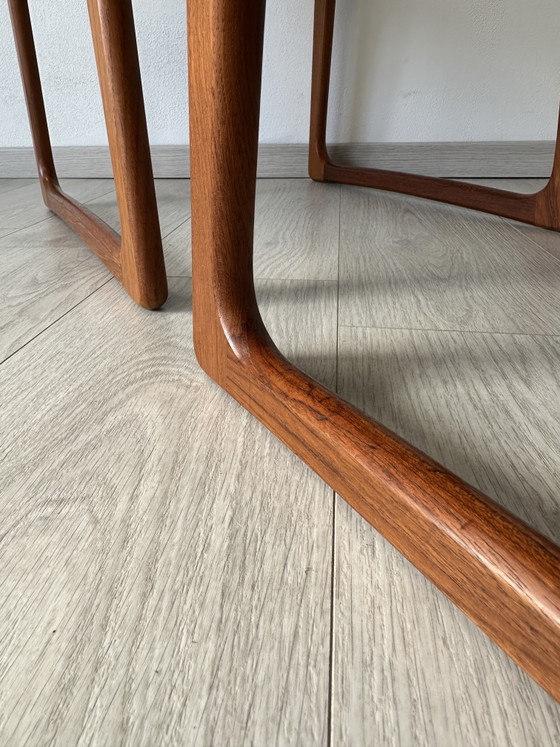 Set of 4 Danish teak chairs, green, 1970s/60s, Vamdrup – Dining chairs, Wood, Cotton (photo 11 of 13)