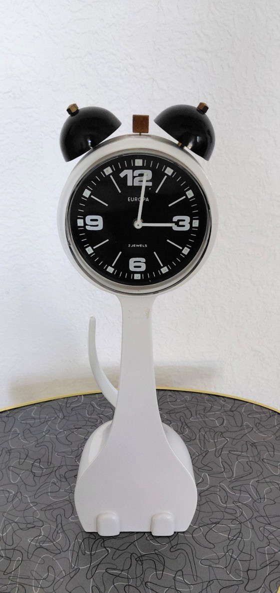 Image 1 of Europa Uhren design alarm clock cat new old stock