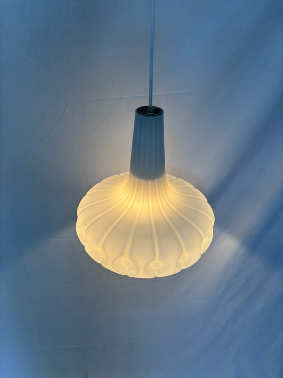 Image 1 of Vintage Peill & Putzler space age pendant lamp white frosted glass