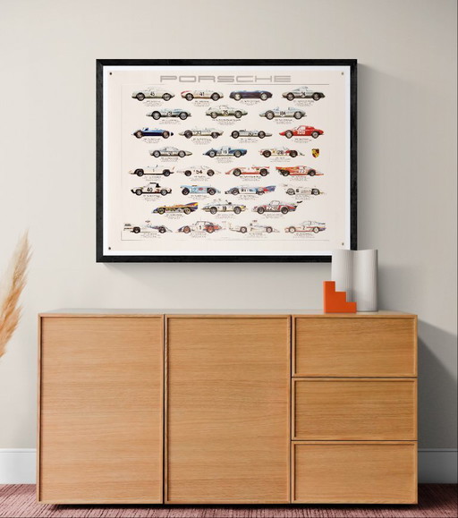 Porsche Racing Cars – 1980 – Original Vintage Porsche Poster by Ken Rush – Vintage Motorsport – 76x102 cm