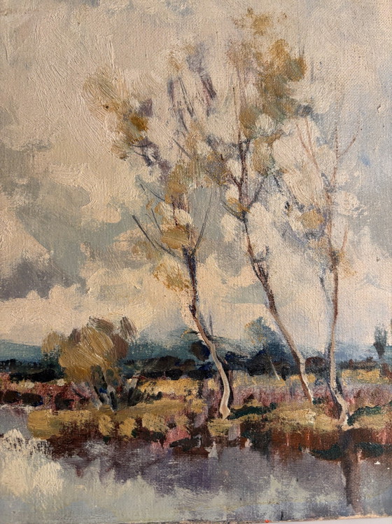 Oil on Canvas Natural Landscape Painting by C. Castelfranchi, 1950s, Paintings & Drawings (photo 7 of 8)
