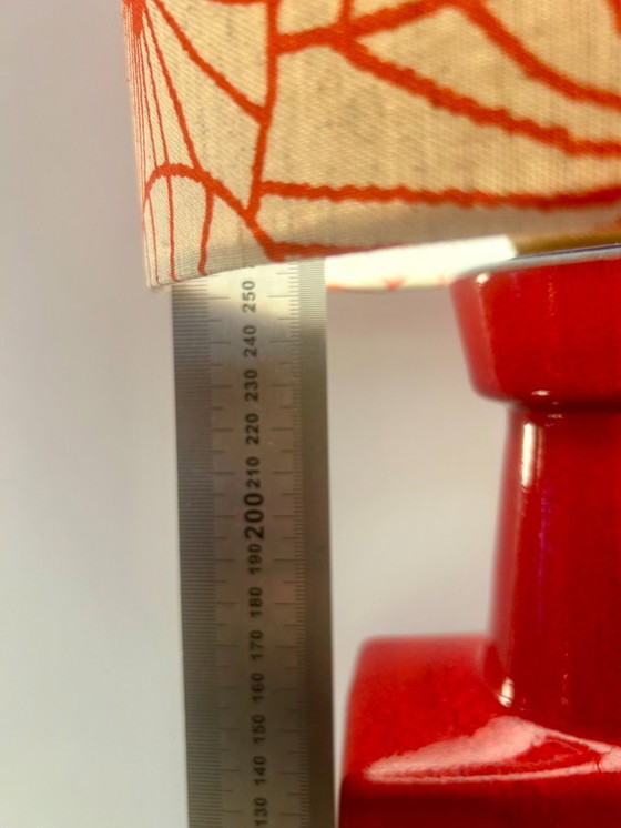 Image 1 of Außergewöhnliche Vasenlampe aus seltener Marei-Kaminvase – kabellose Akzentlampe mit japanischem Stoffschirm