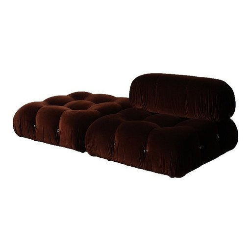 2x Camaleonda sofa modules by Mario Bellini for B&B Italia in chocolate brown velvet, Italy, 1970s