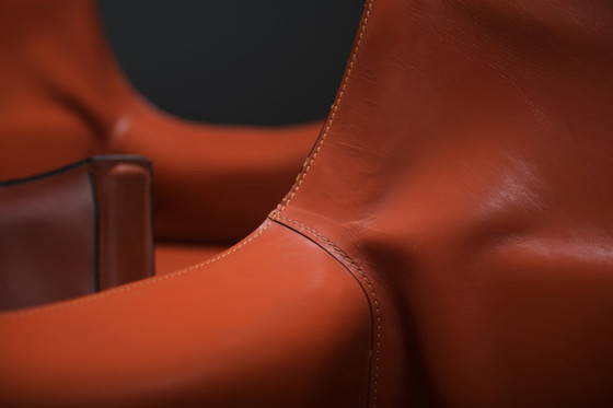 Image 1 of Early edition Cab 413 armchairs in leather by Mario Bellini for Cassina Italy