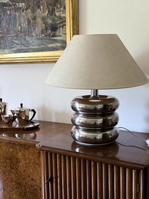 Base de lampe de table chromée Hollywood regency, Luci Milano Italie, années 1970