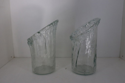 Beautiful Set of Vintage Tree Bark Vases | Mid-Century Ice Glass (30 cm) – vazen (photo 2 of 6)