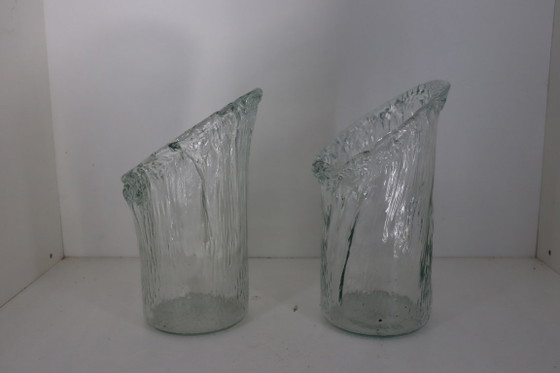 Bellissimo set di vasi vintage in corteccia d'albero | Vetro ghiaccio di metà secolo (30 cm) – Glass (photo 2 of 6)
