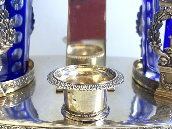 Image 1 of Porte Condiments Argent Massif Ciselé 900 Directoire 1800 Orfèvre AT Paris