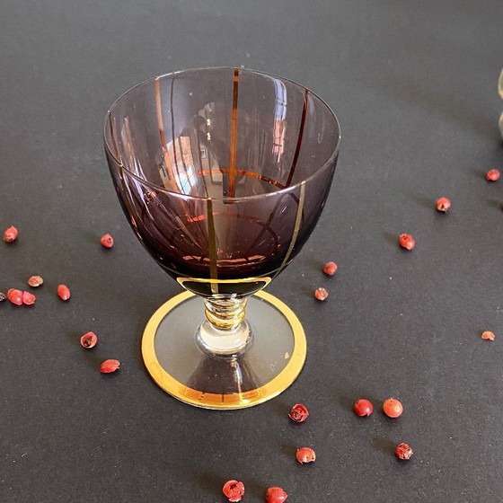 Image 1 of 6 bicchieri a stelo con doratura