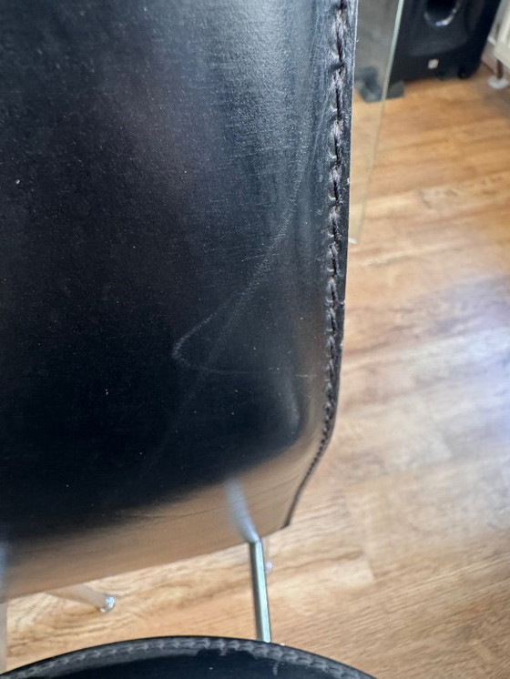 Image 1 of Dining Chairs in Black Leather by Giancarlo Vegni for Fasem, Italy, 1980s, Set of 4