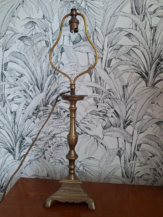 Image 1 of Exceptional bronze lamp base, antique candle holder 1580-1620, certified with traceability